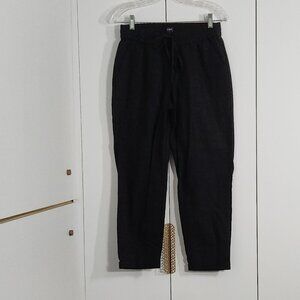 J.Crew Drawstring Pants Women's Size 4 Black Linen-Cotton Pockets Office Casual